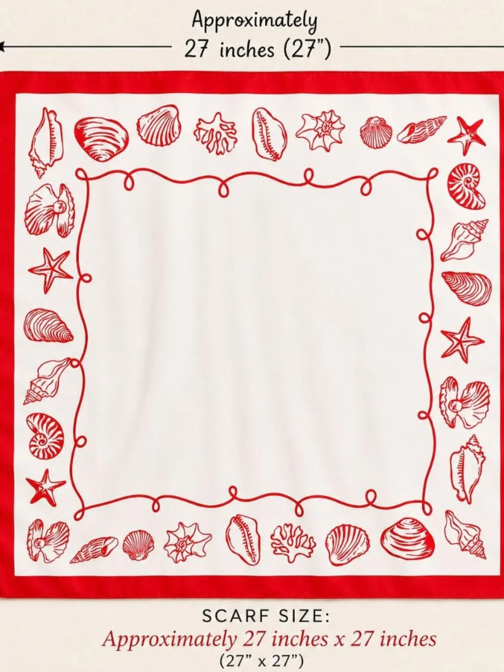NEW!!! SEASHELL PRINT MULTI-USE SCARF - SOFT POLYESTER, SATIN  LOOK